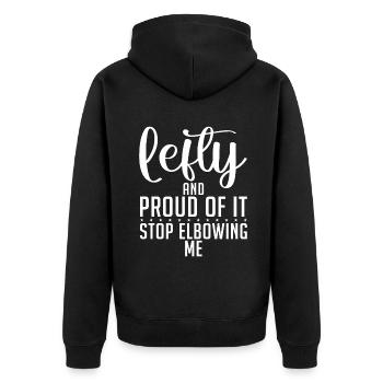 Left Handers Gifts - Unisex Premium Bio Zip Hoodie - Schwarz - Hinten - Nico (187cm)