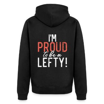 Left Handers Gifts - Unisex Premium Bio Zip Hoodie - Schwarz - Hinten - Nico (187cm)
