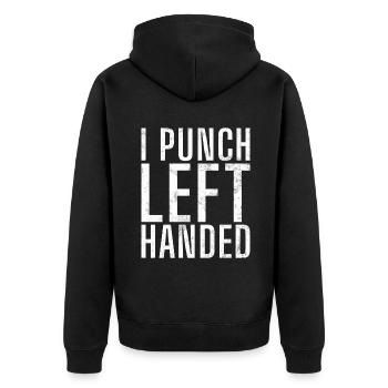 Left Handers Gifts - Unisex Premium Bio Zip Hoodie - Schwarz - Hinten - Nico (187cm)