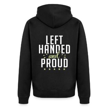 Left Handers Gifts - Unisex Premium Bio Zip Hoodie - Schwarz - Hinten - Nico (187cm)