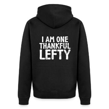 Left Handers Gifts - Unisex Premium Bio Zip Hoodie - Schwarz - Hinten - Nico (187cm)