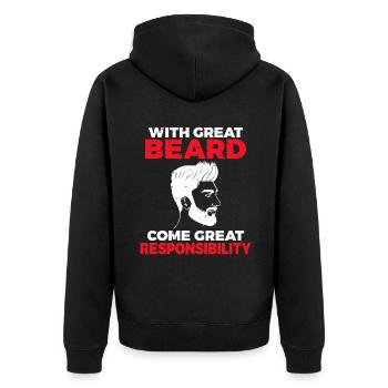 Giftidea Beard Men - Unisex Premium Bio Zip Hoodie - Schwarz - Hinten - Nico (187cm)