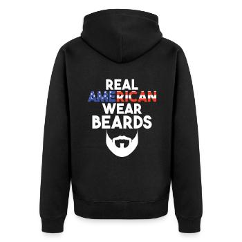Giftidea Beard Men - Unisex Premium Bio Zip Hoodie - Schwarz - Hinten - Nico (187cm)