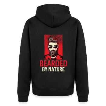 Giftidea Beard Men - Unisex Premium Bio Zip Hoodie - Schwarz - Hinten - Nico (187cm)