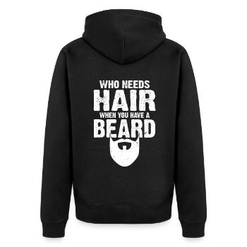 Giftidea Beard Men - Unisex Premium Bio Zip Hoodie - Schwarz - Hinten - Nico (187cm)