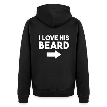 Giftidea Beard Men - Unisex Premium Bio Zip Hoodie - Schwarz - Hinten - Nico (187cm)