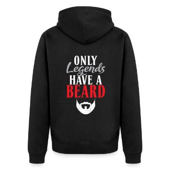 Giftidea Beard Men - Unisex Premium Bio Zip Hoodie - Schwarz - Hinten - Nico (187cm)