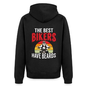 Giftidea Beard Men - Unisex Premium Bio Zip Hoodie - Schwarz - Hinten - Nico (187cm)