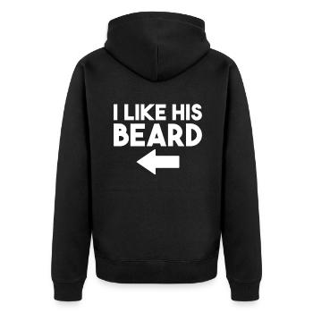 Giftidea Beard Men - Unisex Premium Bio Zip Hoodie - Schwarz - Hinten - Nico (187cm)