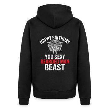 Giftidea Beard Men - Unisex Premium Bio Zip Hoodie - Schwarz - Hinten - Nico (187cm)