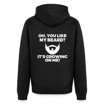 Giftidea Beard Men - Unisex Premium Bio Zip Hoodie - Schwarz - Hinten - Nico (187cm)