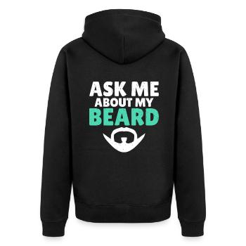 Giftidea Beard Men - Unisex Premium Bio Zip Hoodie - Schwarz - Hinten - Nico (187cm)