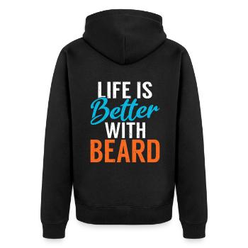Giftidea Beard Men - Unisex Premium Bio Zip Hoodie - Schwarz - Hinten - Nico (187cm)