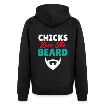 Giftidea Beard Men - Unisex Premium Bio Zip Hoodie - Schwarz - Hinten - Nico (187cm)