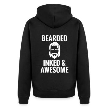 Giftidea Beard Men - Unisex Premium Bio Zip Hoodie - Schwarz - Hinten - Nico (187cm)