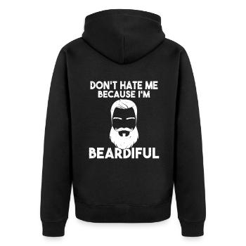Giftidea Beard Men - Unisex Premium Bio Zip Hoodie - Schwarz - Hinten - Nico (187cm)