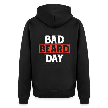 Giftidea Beard Men - Unisex Premium Bio Zip Hoodie - Schwarz - Hinten - Nico (187cm)