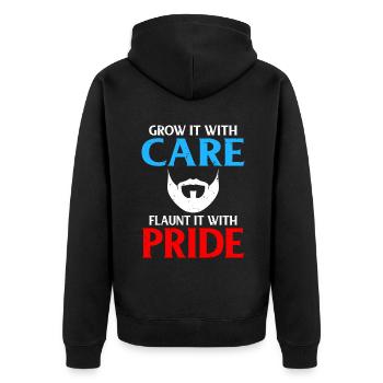 Giftidea Beard Men - Unisex Premium Bio Zip Hoodie - Schwarz - Hinten - Nico (187cm)