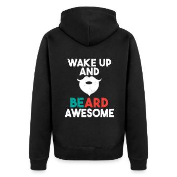 Giftidea Beard Men - Unisex Premium Bio Zip Hoodie - Schwarz - Hinten - Nico (187cm)
