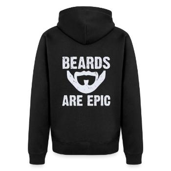 Giftidea Beard Men - Unisex Premium Bio Zip Hoodie - Schwarz - Hinten - Nico (187cm)