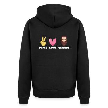 Giftidea Beard Men - Unisex Premium Bio Zip Hoodie - Schwarz - Hinten - Nico (187cm)