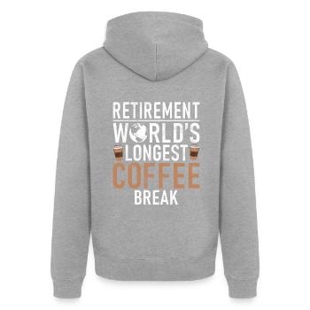 Retirement Gifts - Unisex Premium Bio Zip Hoodie - Grau meliert - Hinten - Nico (187cm)