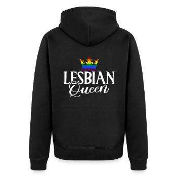 Lesbian Gifts - Unisex Premium Bio Zip Hoodie - Schwarz - Hinten - Nico (187cm)
