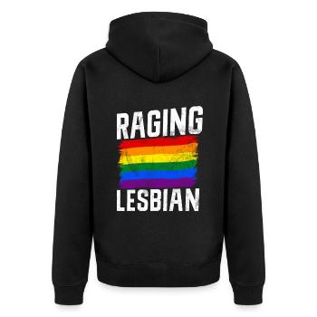 Lesbian Gifts - Unisex Premium Bio Zip Hoodie - Schwarz - Hinten - Nico (187cm)