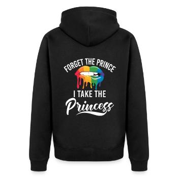 Lesbian Gifts - Unisex Premium Bio Zip Hoodie - Schwarz - Hinten - Nico (187cm)