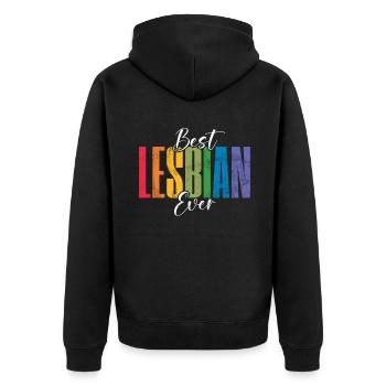 Lesbian Gifts - Unisex Premium Bio Zip Hoodie - Schwarz - Hinten - Nico (187cm)