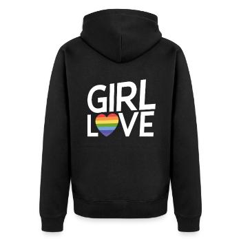 Lesbian Gifts - Unisex Premium Bio Zip Hoodie - Schwarz - Hinten - Nico (187cm)