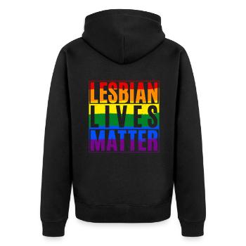 Lesbian Gifts - Unisex Premium Bio Zip Hoodie - Schwarz - Hinten - Nico (187cm)
