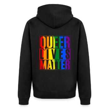 Lesbian Gifts - Unisex Premium Bio Zip Hoodie - Schwarz - Hinten - Nico (187cm)