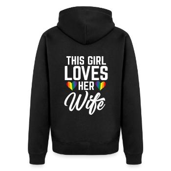 Lesbian Gifts - Unisex Premium Bio Zip Hoodie - Schwarz - Hinten - Nico (187cm)
