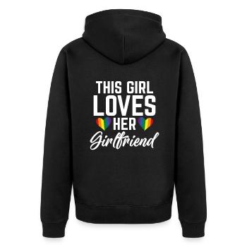 Lesbian Gifts - Unisex Premium Bio Zip Hoodie - Schwarz - Hinten - Nico (187cm)