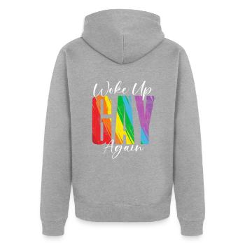 Cadeaux Lesbiens - Veste à capuche bio Premium Unisexe - gris chiné - Dos - Nico (187cm)