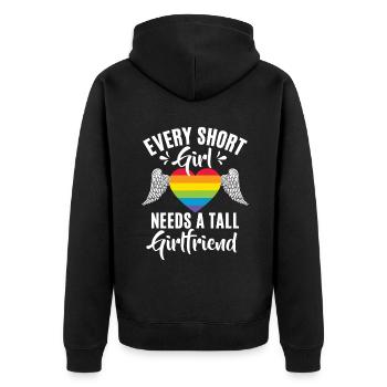 Lesbian Gifts - Unisex Premium Bio Zip Hoodie - Schwarz - Hinten - Nico (187cm)