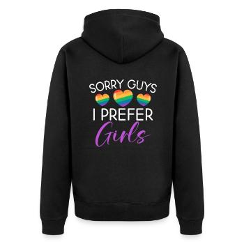 Lesbian Gifts - Unisex Premium Bio Zip Hoodie - Schwarz - Hinten - Nico (187cm)