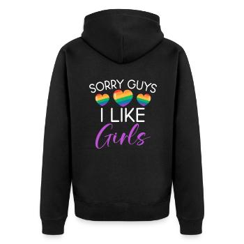 Lesbian Gifts - Unisex Premium Bio Zip Hoodie - Schwarz - Hinten - Nico (187cm)