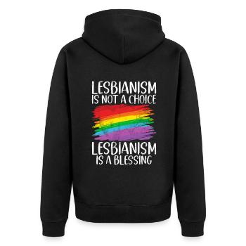 Lesbian Gifts - Unisex Premium Bio Zip Hoodie - Schwarz - Hinten - Nico (187cm)