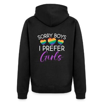 Lesbian Gifts - Unisex Premium Bio Zip Hoodie - Schwarz - Hinten - Nico (187cm)