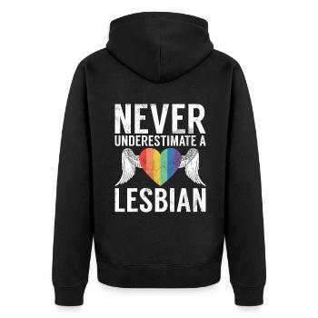 Lesbian Gifts - Unisex Premium Bio Zip Hoodie - Schwarz - Hinten - Nico (187cm)