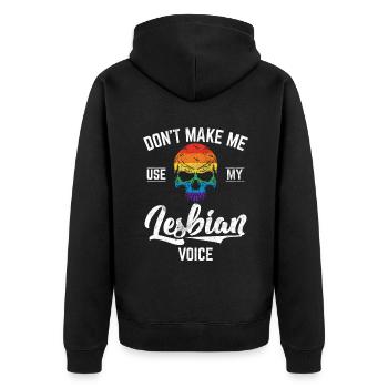 Lesbian Gifts - Unisex Premium Bio Zip Hoodie - Schwarz - Hinten - Nico (187cm)