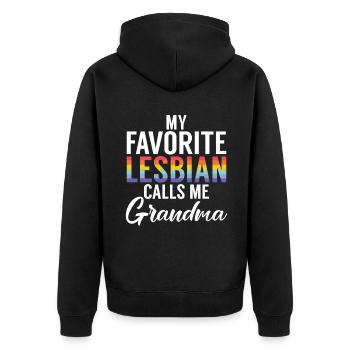 Lesbian Gifts - Unisex Premium Bio Zip Hoodie - Schwarz - Hinten - Nico (187cm)
