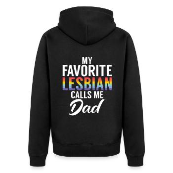 Lesbian Gifts - Unisex Premium Bio Zip Hoodie - Schwarz - Hinten - Nico (187cm)