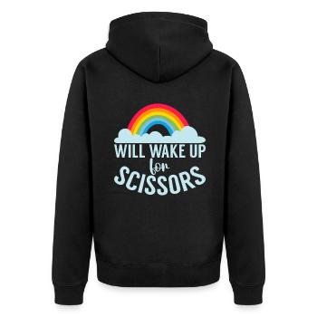 Lesbian Gifts - Unisex Premium Bio Zip Hoodie - Schwarz - Hinten - Nico (187cm)