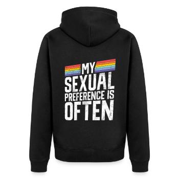 Lesbian Gifts - Unisex Premium Bio Zip Hoodie - Schwarz - Hinten - Nico (187cm)