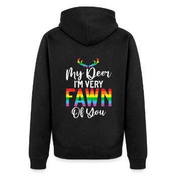 Lesbian Gifts - Unisex Premium Bio Zip Hoodie - Schwarz - Hinten - Nico (187cm)