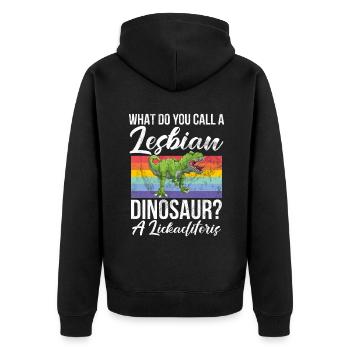 Lesbian Gifts - Unisex Premium Bio Zip Hoodie - Schwarz - Hinten - Nico (187cm)