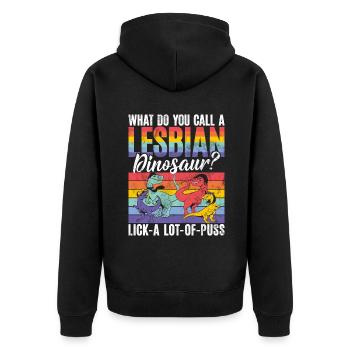 Lesbian Gifts - Unisex Premium Bio Zip Hoodie - Schwarz - Hinten - Nico (187cm)